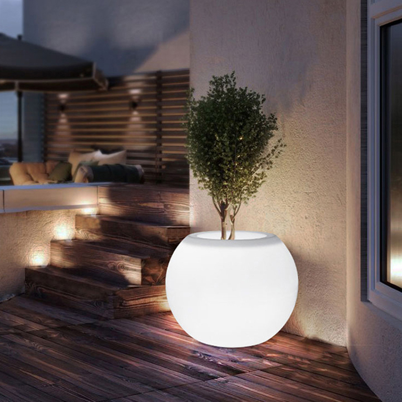 LED ROUND Bloempot Outdoor Garden Waterdicht Lawn Light Kerstfeest Landschap Decoratielamp Big oplaadbare plantenpot vloerlamp