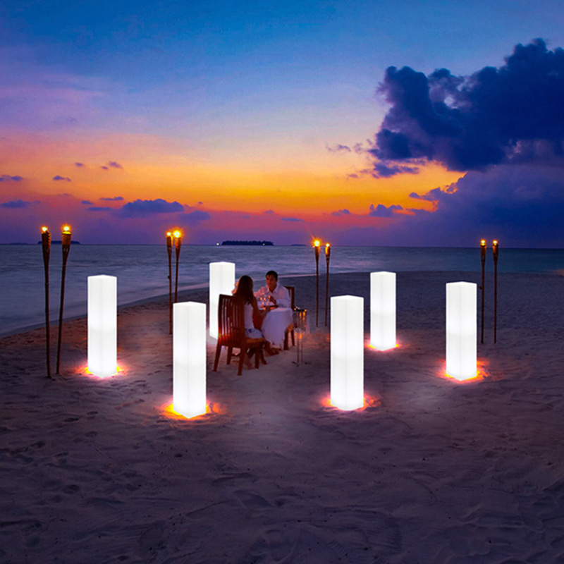 Outdoor Waterdichte tuin licht festival Party Event Wedding Led Decoratieve vloerlampen regenboog kleur vierkant kolom licht